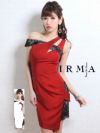 IRMA イルマ 高級レース切替アシメカットデザインワンショルダータイトミニドレス