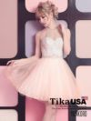 [ワケありセール] Tika キラキラビジューホルターネック×オーガンジーフレアスカートミニドレス (ホワイト/ベージュ/ピンク/ミント) (XSサイズ/Sサイズ/Mサイズ)