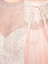 [ワケありセール] Tika キラキラビジューホルターネック×オーガンジーフレアスカートミニドレス (ホワイト/ベージュ/ピンク/ミント) (XSサイズ/Sサイズ/Mサイズ)