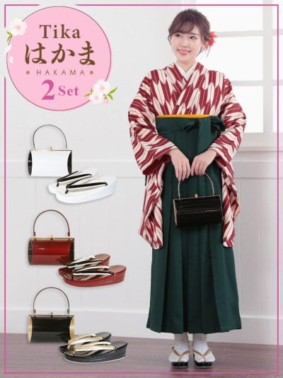 和装バッグ×草履 2点set (エンジ/白/黒)