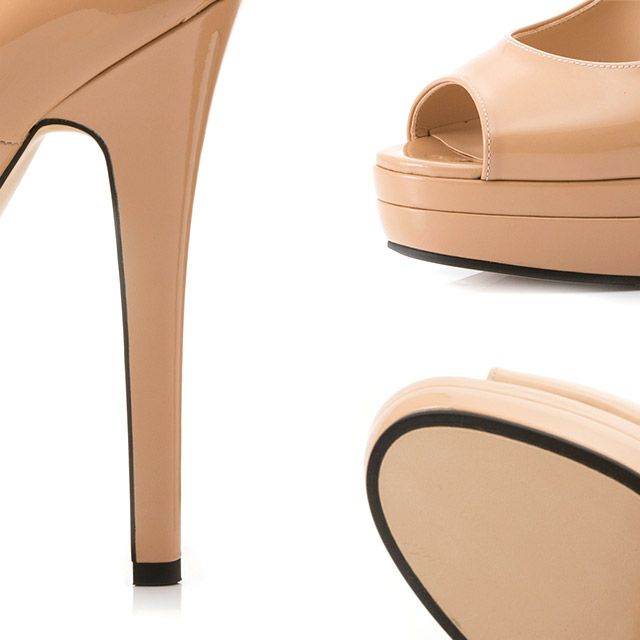 キャバヒール イメージ1 ピンクベージュシンプルオープントゥハイヒールパンプス