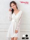 イメージ画像4 キャバドレス 長袖 Tikaholic ティカホリック miho着用 レース 長袖 ビジュー リング ミニドレス ホワイト ブラック Mサイズ キャバ ドレス 安い 袖あり ナイトドレス キャバ嬢 キャバクラ ラウンジ スナック 通販