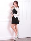イメージ画像3 キャバドレス 激安 Tikaholic ティカホリック miho着用 フラワー モチーフ ブローチ付き ミニドレス ホワイト×ブラック ブラック×ブラック Mサイズ キャバ ドレス ナイトドレス キャバ嬢 キャバクラ ラウンジ スナック 白 黒 安い 通販