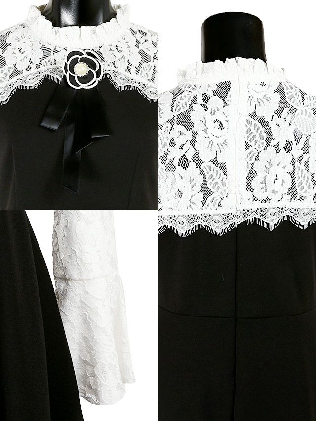 イメージ画像7 キャバドレス 激安 Tikaholic ティカホリック miho着用 フラワー モチーフ ブローチ付き ミニドレス ホワイト×ブラック ブラック×ブラック Mサイズ キャバ ドレス ナイトドレス キャバ嬢 キャバクラ ラウンジ スナック 白 黒 安い 通販