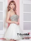 イメージ画像2 キャバドレス ミニ Tika ティカ 加賀美早紀着用 ゴージャス ビジュー フレア チュール ベア ミニドレス ホワイト ブラック XS?Lサイズ ナイトドレス キャバ ドレス aライン フレアドレス 大きいサイズ キャバワンピ ワンピース 通販