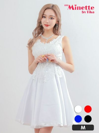 [SALE] クラシカル ノースリーブ ハイウエスト切替フレア 膝丈ドレス (Mサイズ) (せいせい/キャバドレス着用) [myMinette/マイミネット]