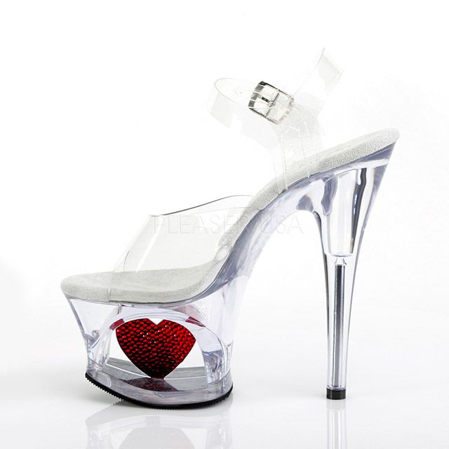 キャバヒール イメージ1 ハートモチーフクリアアンクルストラップサンダル