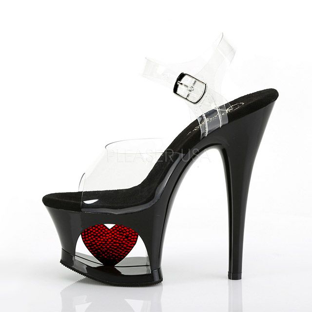 キャバヒール イメージ1 キラキラハートクリアアンクルストラップサンダル