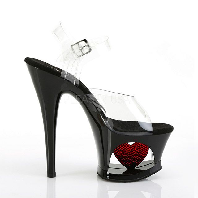 キャバヒール イメージ2 キラキラハートクリアアンクルストラップサンダル