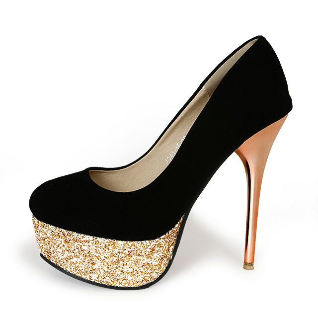 キャバヒール イメージ1 ソールラメ×ベロア厚底キラキラハイヒールパンプス