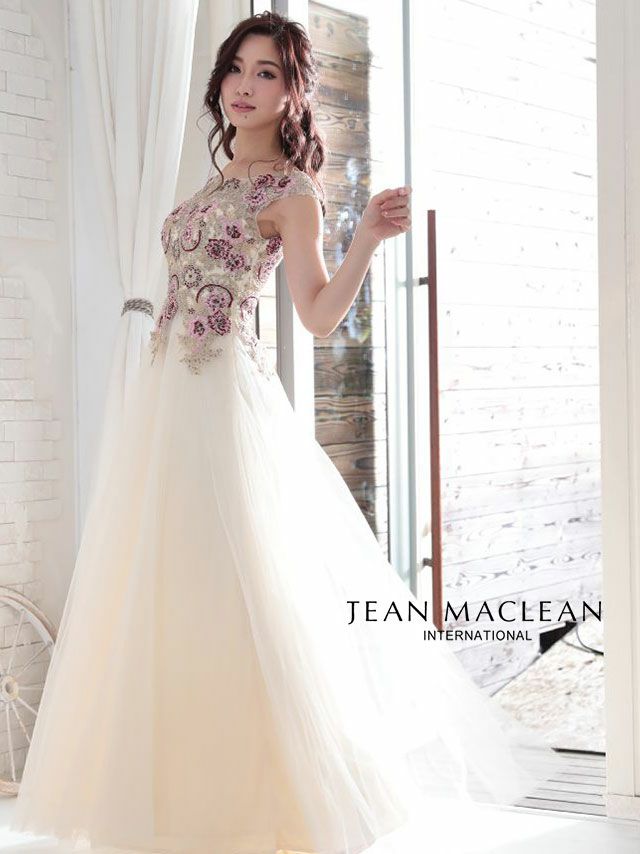 JEANMACLEAN ジャンマクレーン 高級ノースリ―ブ刺繍フレアロングドレス