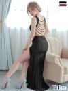 キャバドレス ロング  Tika ティカ 背中開き ビジュー ロングドレス ホワイト ワインレッド ブラック S~Lサイズ キャバ ドレス 大きいサイズ エレガント ロングワンピース 白 赤 黒 通販