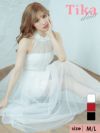 イメージ画像6 キャバドレス ロング  Tika ティカ 杉山佳那恵着用 ホルターネック チュール ロングテールドレス ホワイト レッド ブラック Mサイズ キャバ ドレス エレガント ロングワンピース 白 赤 黒 通販