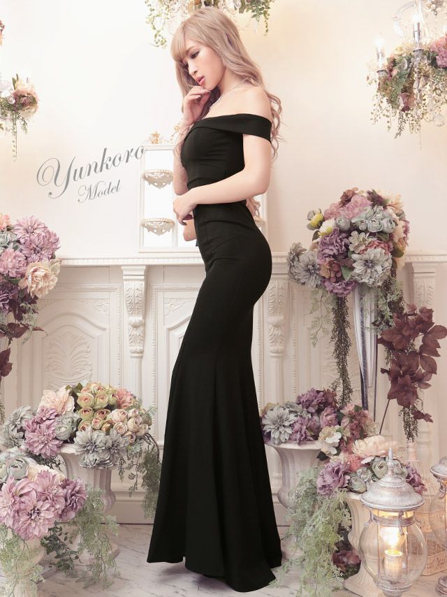 イメージ画像7 キャバドレス ロング  Tika ティカ ゆんころ着用 オフショル マーメード ロングドレス ホワイト ピンク チェリーピンク レッド ブルー パープル ブラック S?XLサイズ キャバ ドレス 大きいサイズ エレガント ロングワンピース 白 赤 青 紫 黒 通販