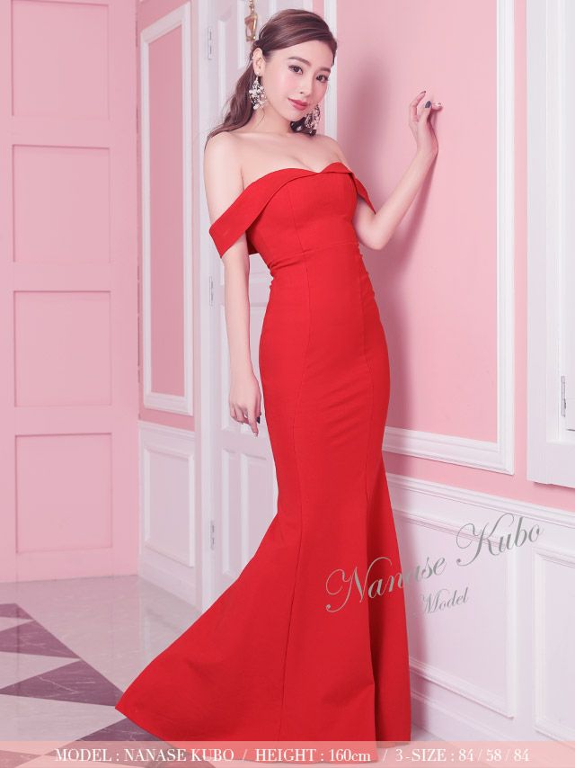 イメージ画像13 キャバドレス ロング  Tika ティカ ゆんころ着用 オフショル マーメード ロングドレス ホワイト ピンク チェリーピンク レッド ブルー パープル ブラック S?XLサイズ キャバ ドレス 大きいサイズ エレガント ロングワンピース 白 赤 青 紫 黒 通販