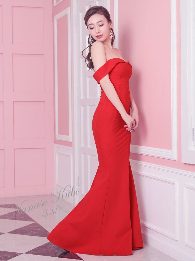 イメージ画像14 キャバドレス ロング  Tika ティカ ゆんころ着用 オフショル マーメード ロングドレス ホワイト ピンク チェリーピンク レッド ブルー パープル ブラック S?XLサイズ キャバ ドレス 大きいサイズ エレガント ロングワンピース 白 赤 青 紫 黒 通販