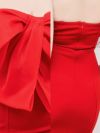 イメージ画像8 キャバドレス ロング  Tika ティカ さくりな着用 オーガンジー ビッグリボン マーメードライン ワンカラー ロングドレス ホワイト レッド ブラック S?XLサイズ キャバ ドレス 大きいサイズ エレガント ロングワンピース 白 赤 黒 通販