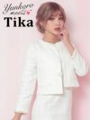 ワケありセール Tika ティカ ゴールドチェーンパールボタンワンピーススーツ (ジャケット+ワンピース) (ホワイト/ブラック) (Sサイズ～XXLサイズ)