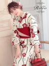 メイン画像 浴衣セット レディース Tika ティカ 藤川沙弥着用 レトロ椿 ゆかた3点セット 浴衣+平帯or造り帯+下駄 浴衣 選べる帯 可愛い かわいい レトロ モダン 大人 女性 女 安い 通販