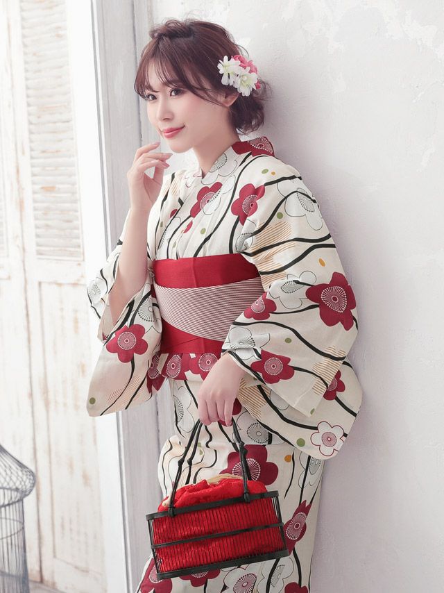 イメージ画像3 浴衣セット レディース Tika ティカ 藤川沙弥着用 レトロ椿 ゆかた3点セット 浴衣+平帯or造り帯+下駄 浴衣 選べる帯 可愛い かわいい レトロ モダン 大人 女性 女 安い 通販