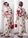 イメージ画像6 浴衣セット レディース Tika ティカ 藤川沙弥着用 レトロ椿 ゆかた3点セット 浴衣+平帯or造り帯+下駄 浴衣 選べる帯 可愛い かわいい レトロ モダン 大人 女性 女 安い 通販