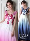 IRMA イルマ 高級フラワー刺繍ノースリーブグラデーションデザインフレアロングドレス