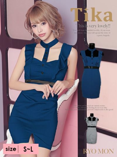 韓国ドレス] ウエストシースルータイトミニドレス (Sサイズ～Lサイズ 