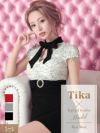 メイン画像 キャバドレス 大きいサイズ Tika ティカ 門りょう着用 ネックリボン ウエスト パール タイト ミニドレス ホワイト×ブラック ホワイト×グレー ブラック×レッド S?Lサイズ キャバ ドレス タイトドレス ナイトドレス ミニ ひざ丈 キャバ嬢 キャバクラ 通販