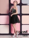 イメージ画像6 キャバドレス ミニ Tika ティカ ゆんころ着用 ビジュー ベアトップ チュール ミニドレス ブラック XS S ナイトドレス キャバ ドレス キャバワンピ ワンピース 通販