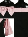 ワケありセール リボン七分袖オフショルミニドレス (ベージュ×ブラック/ピンク×ブラック) (Mサイズ) (miho/キャバドレス着用)