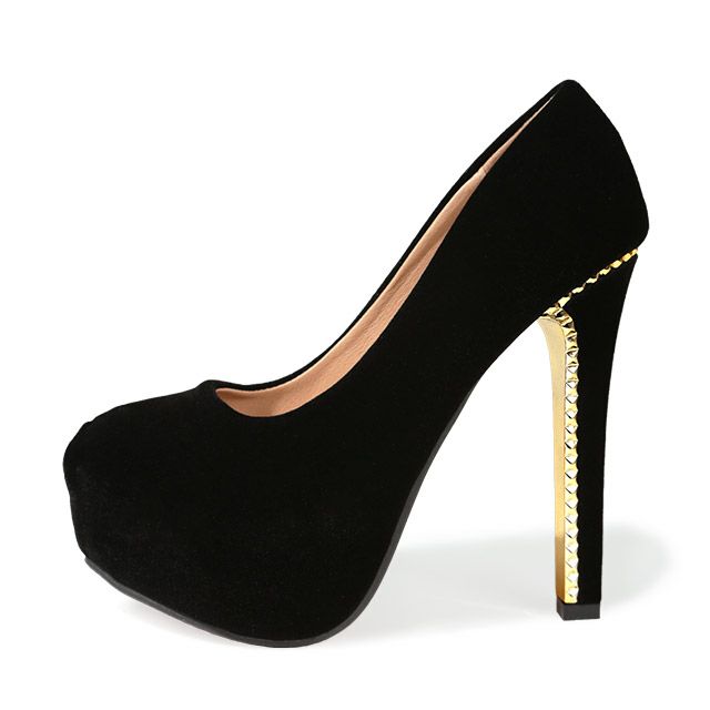 キャバヒール イメージ1 ベロア厚底ワンカラーパンプス