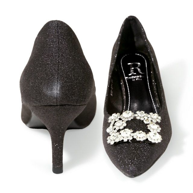 キャバヒール イメージ2 ビジューバックル付きラメパンプス