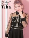 イメージ画像1 キャバドレス 安い Tika ティカ ゆんころ着用 デコルテ チュール ツイード ライン フレア ミニドレス ブラック Mサイズ Lサイズ キャバ ドレス 大きいサイズ ミニ 膝丈 可愛い 通販