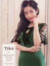 イメージ画像1 キャバドレス 大きいサイズ Tika ティカ 椿そら着用 ブラックレース フレアスリーブ ラップ風 タイト ミニドレス ワインレッド×ブラック グリーン×ブラック S?Lサイズ キャバ ドレス タイトドレス ナイトドレス ミニ ひざ丈 キャバ嬢 キャバクラ 通販