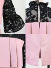 イメージ画像10  スタンドカラーフラワー刺繍レースプリーツタイトミニキャバドレス 大きいサイズ対応S?XXLサイズ ピンク グレー ワインレッド ネイビー