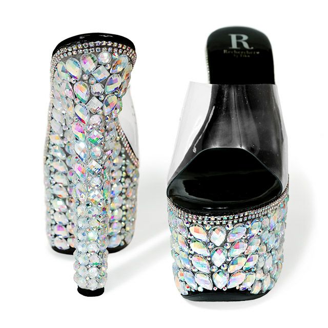 キャバヒール イメージ2 厚底キラキラハイヒールクリアサンダル