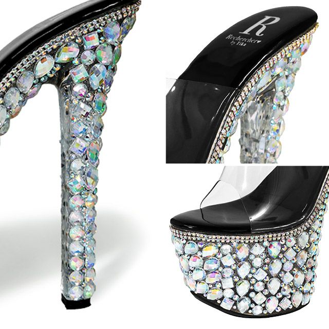 キャバヒール イメージ3 厚底キラキラハイヒールクリアサンダル