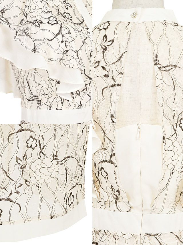 イメージ画像7 Tika S?XLサイズ フリルスリーブ刺繍タイトミディ丈ドレス 4サイズ展開 /レディース/キャバドレス キャバ嬢 キャバクラ キャバドレス ドレス ラウンジ スナック ナイトワーク お水