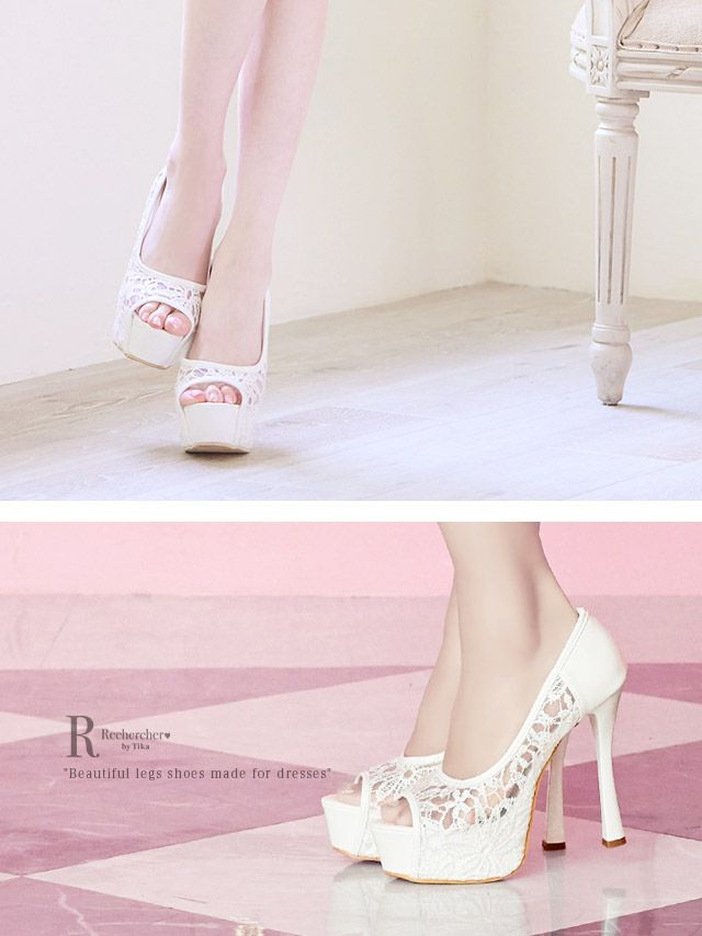 キャバヒール イメージ1 ホワイトレースパンプス