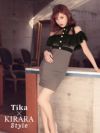 イメージ画像1 キャバドレス 大きいサイズ Tika ティカ 明日花キララ着用 ネックリボン ドット ブラック レース オープンショルダー タイト ミニドレス ブラック×ワインレッド ブラック×グレー S?XLサイズ キャバ ドレス タイトドレス ナイトドレス ミニ ひざ丈 キャバ嬢 キャバクラ 通販