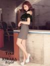 イメージ画像6 キャバドレス 大きいサイズ Tika ティカ 明日花キララ着用 ネックリボン ドット ブラック レース オープンショルダー タイト ミニドレス ブラック×ワインレッド ブラック×グレー S?XLサイズ キャバ ドレス タイトドレス ナイトドレス ミニ ひざ丈 キャバ嬢 キャバクラ 通販