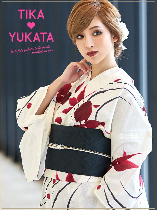 イメージ画像1 浴衣 セット レディース Tika ティカ ゆんころ着用 クリーム地に流水紋と優雅な金魚 ゆかた3点セット 浴衣+平帯or兵児帯+下駄 浴衣 可愛い かわいい レトロ モダン 大人 女性 女 安い 通販