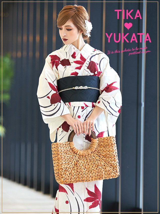 イメージ画像2 浴衣 セット レディース Tika ティカ ゆんころ着用 クリーム地に流水紋と優雅な金魚 ゆかた3点セット 浴衣+平帯or兵児帯+下駄 浴衣 可愛い かわいい レトロ モダン 大人 女性 女 安い 通販