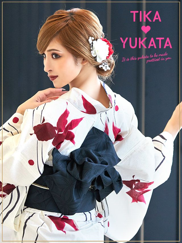 イメージ画像3 浴衣 セット レディース Tika ティカ ゆんころ着用 クリーム地に流水紋と優雅な金魚 ゆかた3点セット 浴衣+平帯or兵児帯+下駄 浴衣 可愛い かわいい レトロ モダン 大人 女性 女 安い 通販