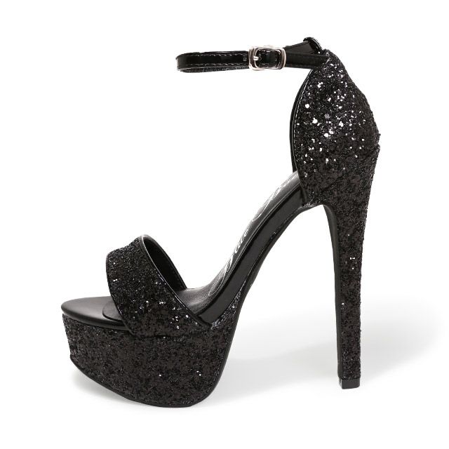 キャバヒール イメージ1 キラキラアンクルストラップグリッターラメハイヒールサンダル