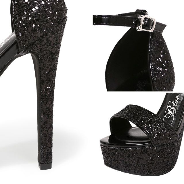 キャバヒール イメージ3 キラキラアンクルストラップグリッターラメハイヒールサンダル