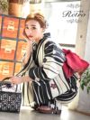 メイン画像 浴衣 セット レディース Tika ティカ 久保七瀬着用 レトロ生成り地×よろけ縞に桜 ゆかた3点セット 浴衣+平帯or作り帯+下駄 浴衣 可愛い かわいい レトロ モダン 大人 女性 女 安い 通販