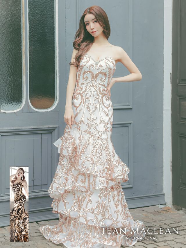 JEANMACLEAN ジャンマクレーン 高級ゴージャススパンコール刺繍マーメイドロングドレス