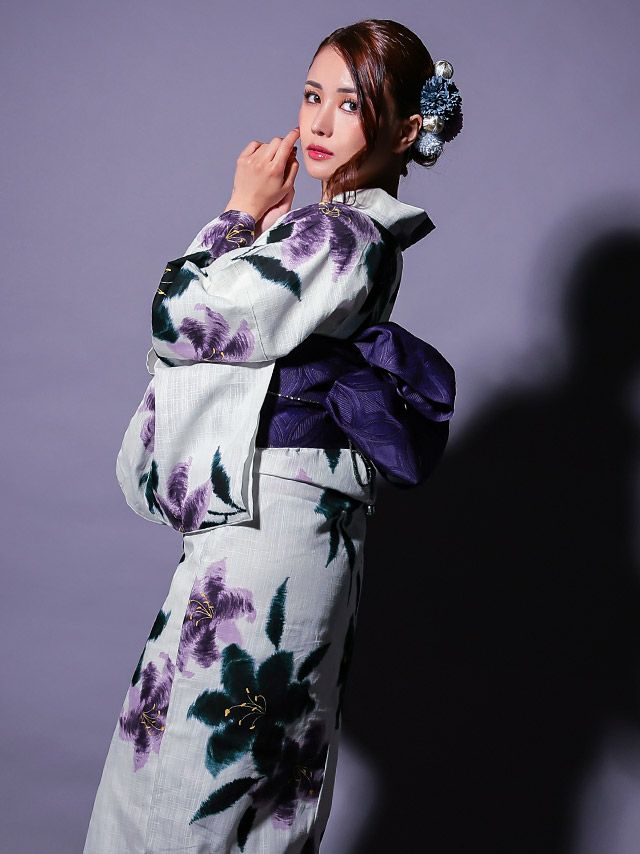 今だけ特別SALE 大人　ボタニカル　百合　水彩画風浴衣セット 即日発送】【浴衣セール】【浴衣】sugar&Jewelsオリジナル