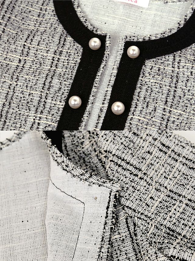 イメージ画像7 ノーカラーパールラインデザインツイードボレロカーディガン